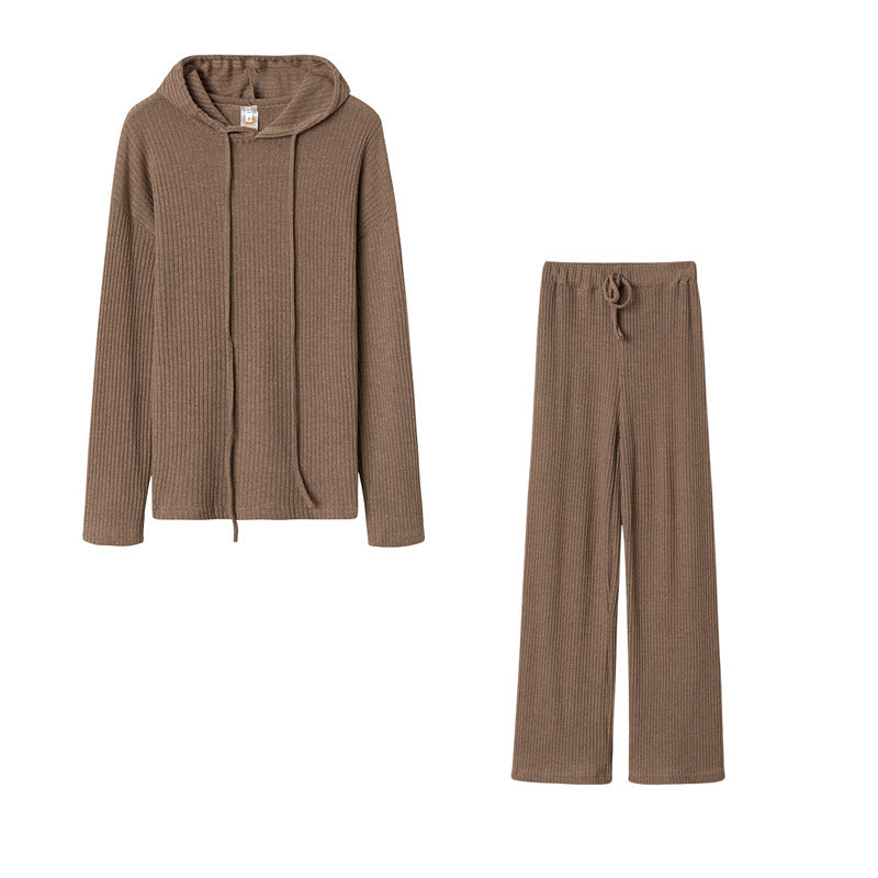 Damen Relaxed Fit Sweater-Set mit Kapuze und weiten Hosen EB