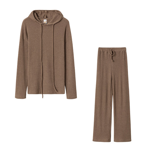 Damen Relaxed Fit Sweater-Set mit Kapuze und weiten Hosen EB