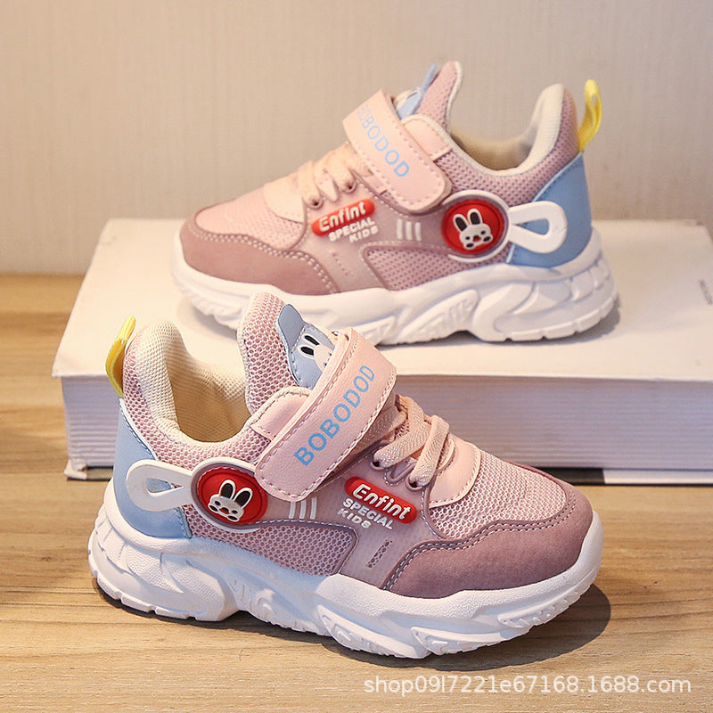 Damen Sportliche Kinder-Sneaker mit verstellbarem Klettverschluss und niedlichem Tiermotiv EB