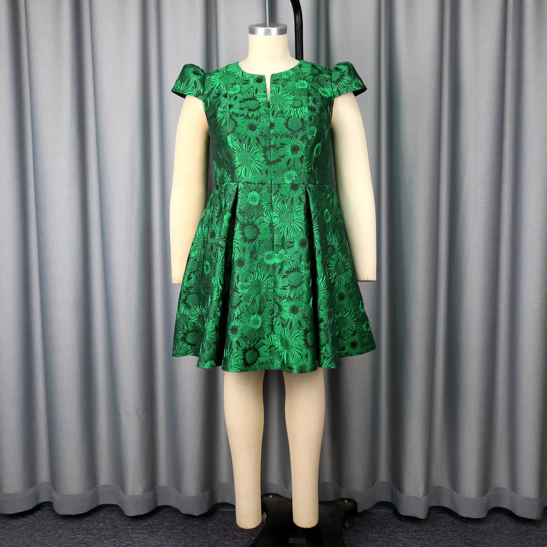 Damen Elegantes A-Linien Kleid mit floralem Muster EB
