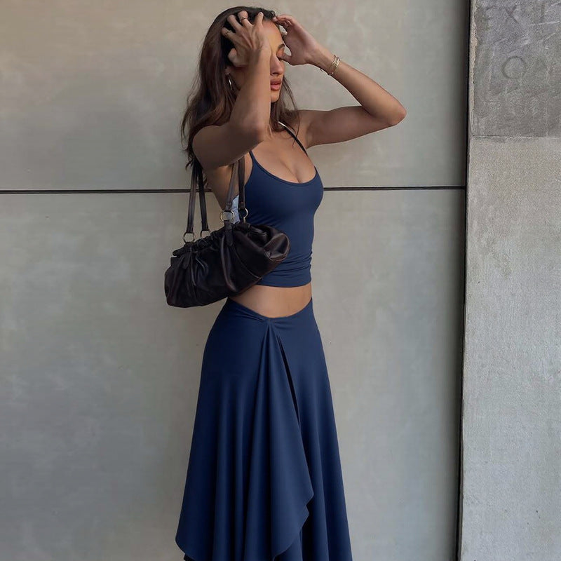 Damen Maxikleid mit asymmetrischem Saum und verstellbarem Träger EB