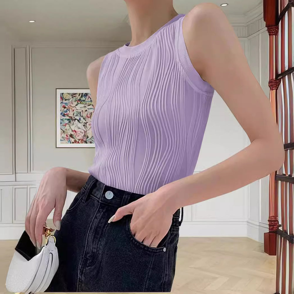 Damen Figurbetontes Top mit Wellenstruktur EB