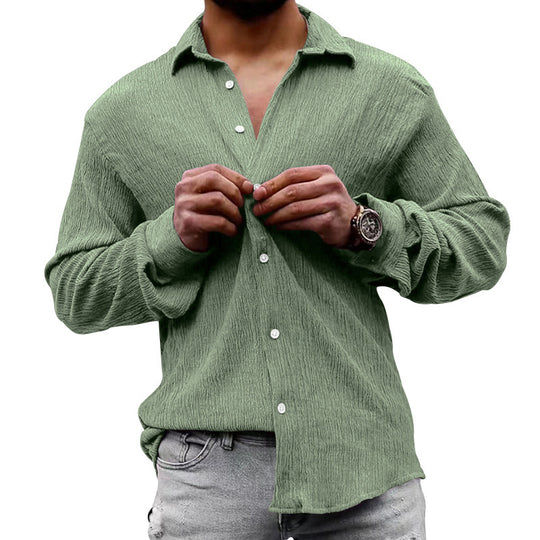 Herren lässiges Langarmhemd mit strukturiertem Gewebe und modernem Look EB