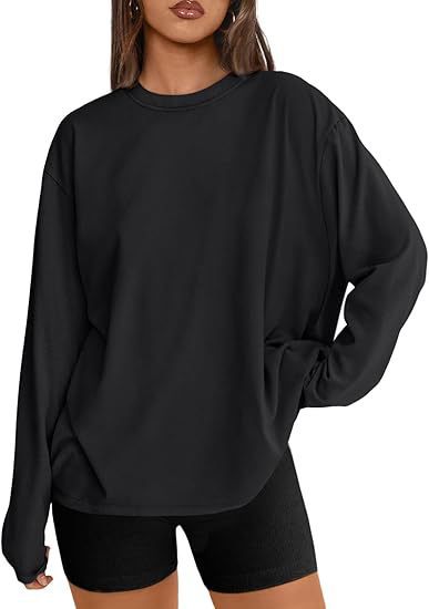 Damen Oversize-Sweatshirt mit Rundhalsausschnitt und verlängertem Saum EB