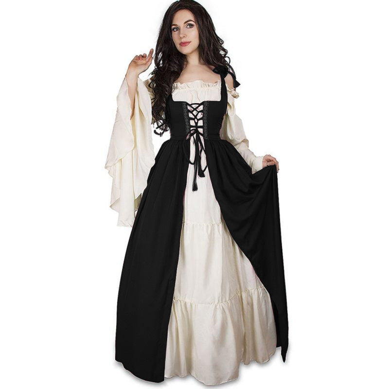 Damen historisches Kleid mit romantischem V-Ausschnitt und voluminösen Ärmeln EB
