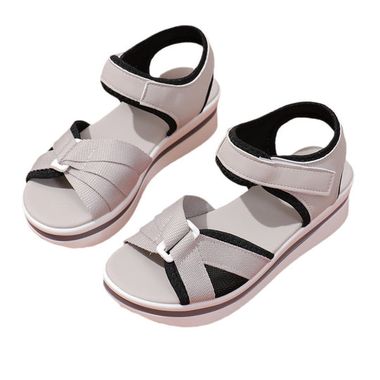 Damen Plateau-Sandalen mit verstellbarem Klettverschluss und atmungsaktivem Mesh EB