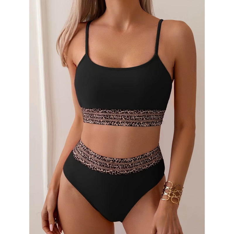 Damen Bikini-Set mit stylischem hohen Bund und modischem Animal-Design EB