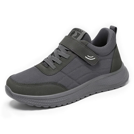 Damen nan leichter Alltag-Walking-Sneaker mit Klettverschluss und elastischer Schnürung, stoßdämpfender EVA-Zwischensohle und gepolstertem Fersenkragen EB