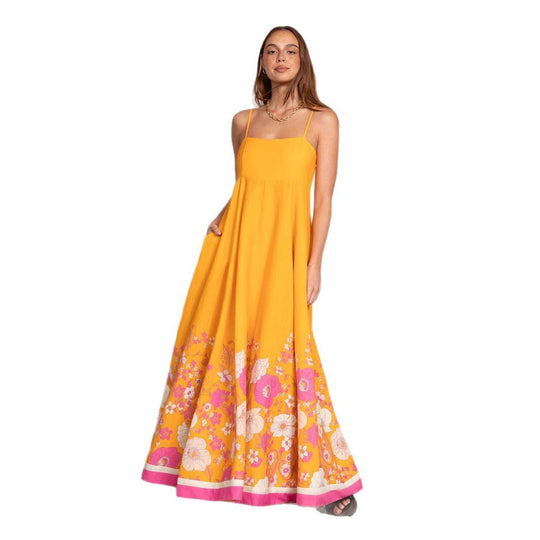 Damen Maxikleid mit floralem Design und eleganten Spaghettiträgern EB