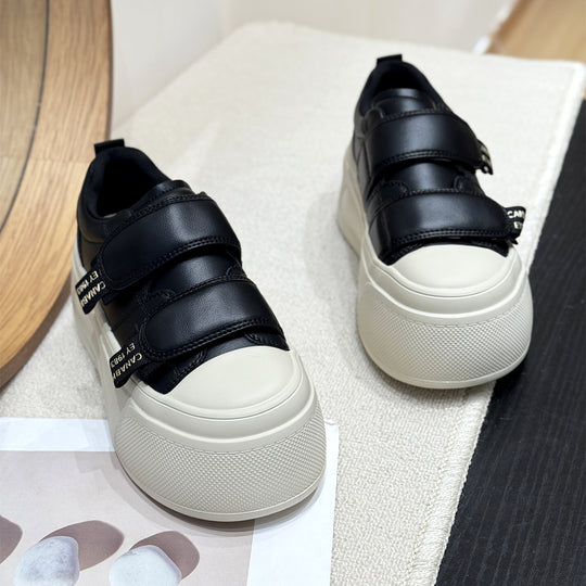 Damen Sneakers mit doppeltem Klettverschluss und hohen Plateau-Heel EB