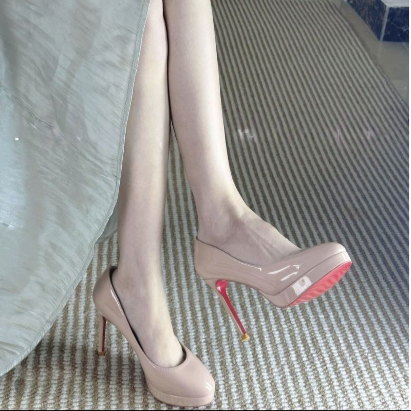 Damen glänzende Stiletto Pumps mit hoher Absatzform EB