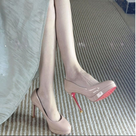Damen glänzende Stiletto Pumps mit hoher Absatzform EB