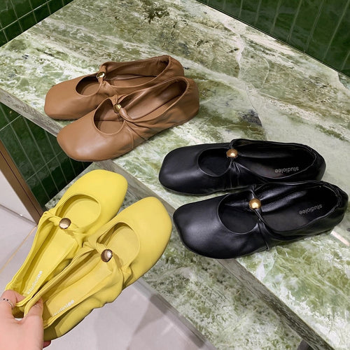 Damen Ballerina-Schuhe mit elegantem Knopfdetail und weichem Obermaterial EB