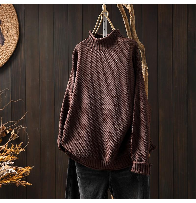 Damen Oversized Strickpullover mit hohem Kragen EB