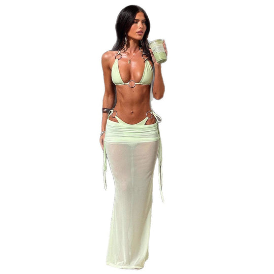 Damen Bikini-Set mit transparentem Cover-Up und raffinierten Details EB