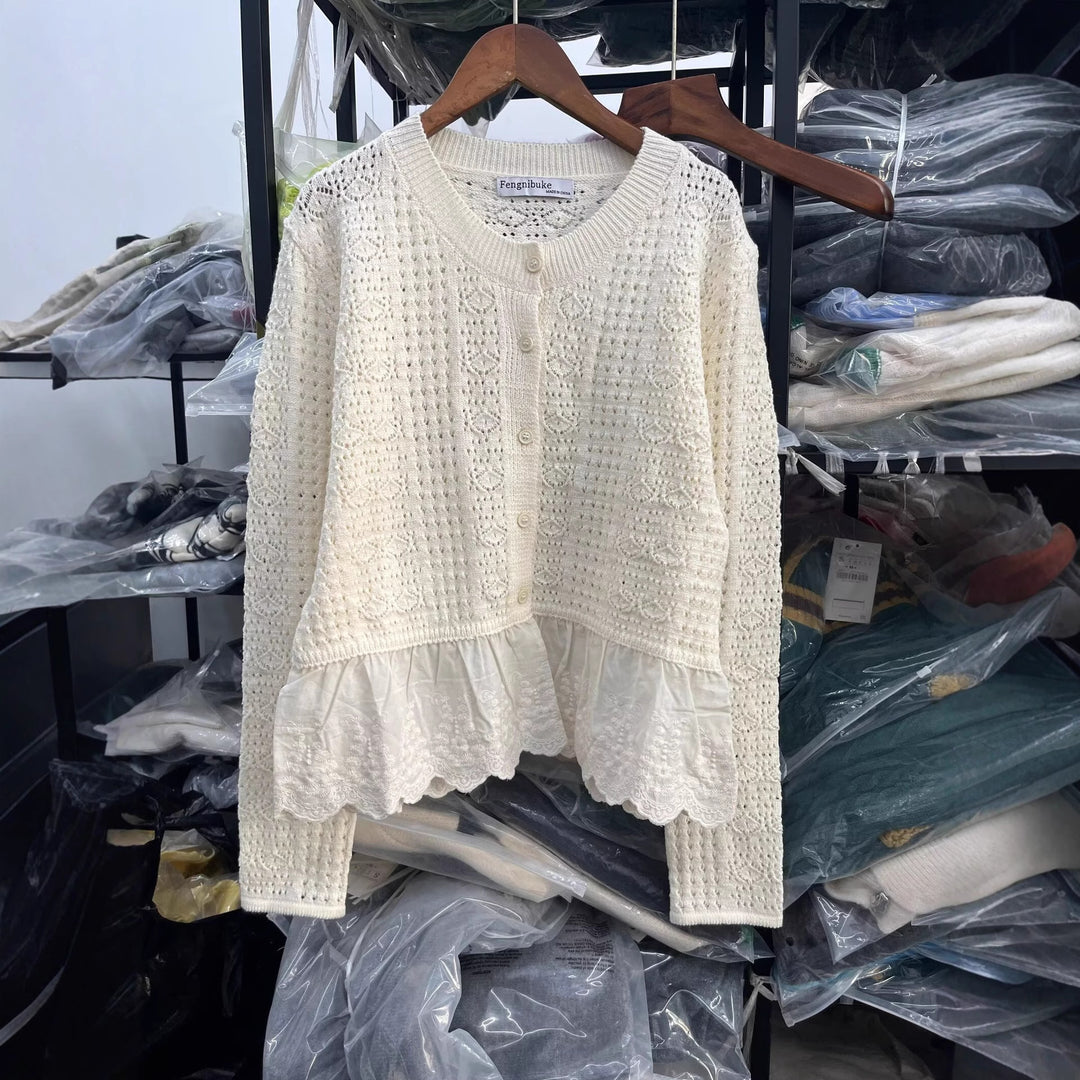 Damen Strickjacke mit voluminösem Saum und eleganten Details EB