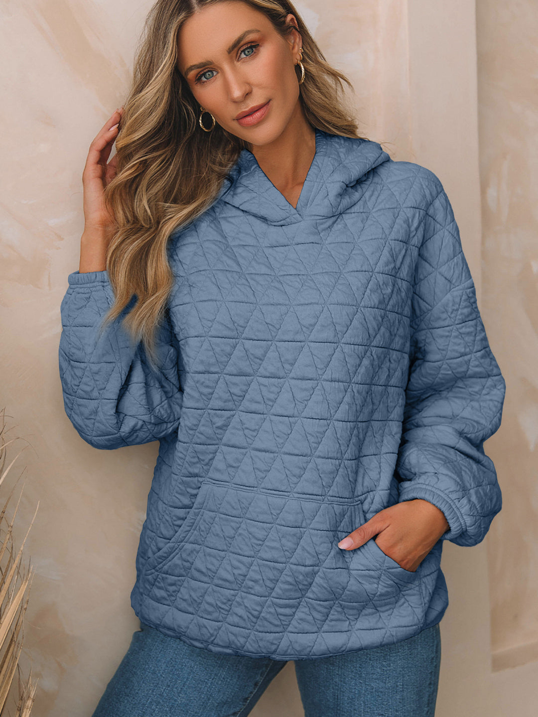Damen Kapuzenpullover mit strukturiertem Steppmuster und praktischen Taschen EB