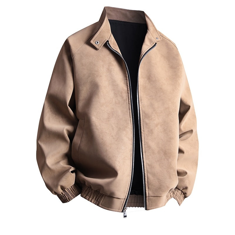 Herren stylische Kunstlederjacke im modernen Design und elastischen Bündchen EB