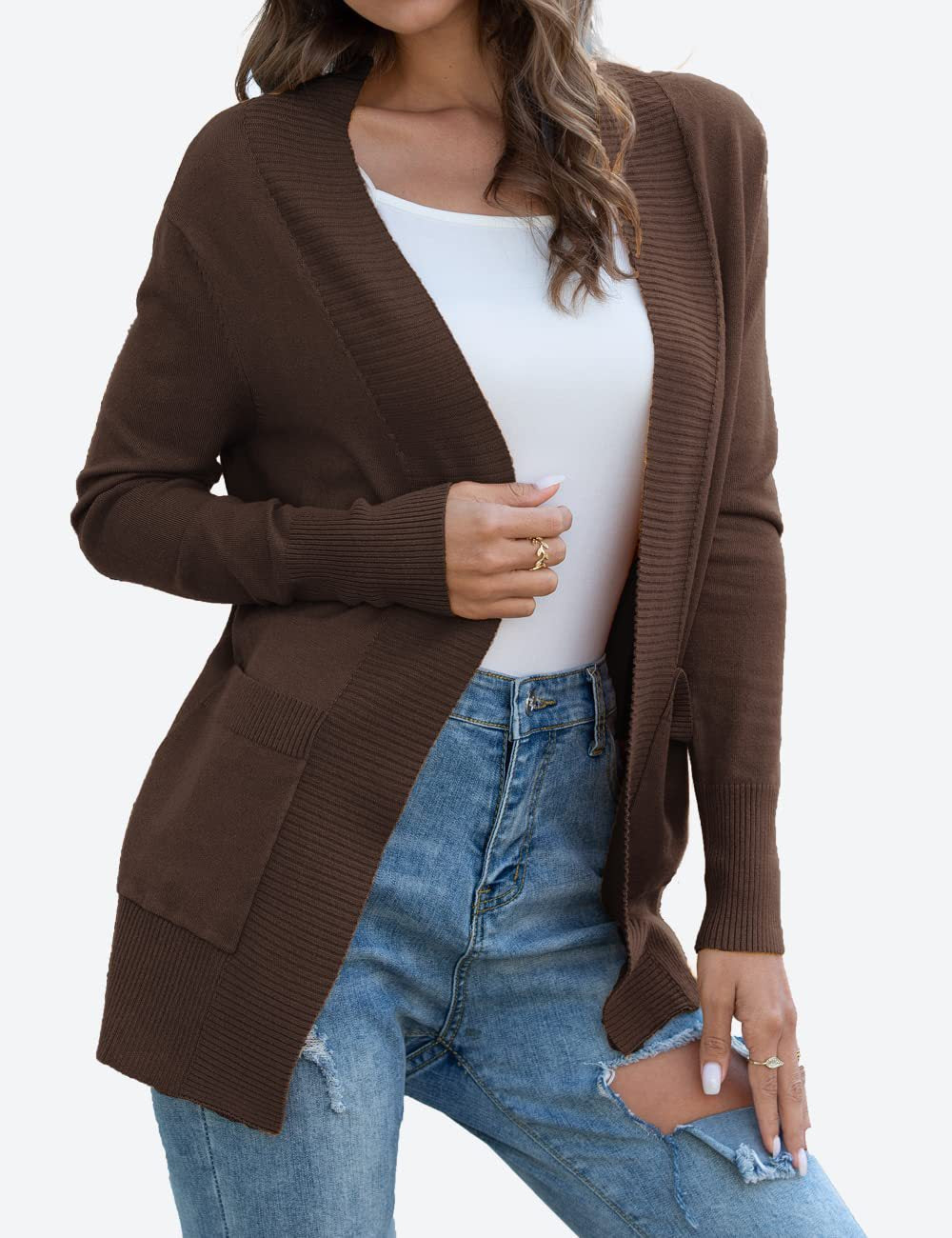 Damen Langärmliger Strickmantel EB