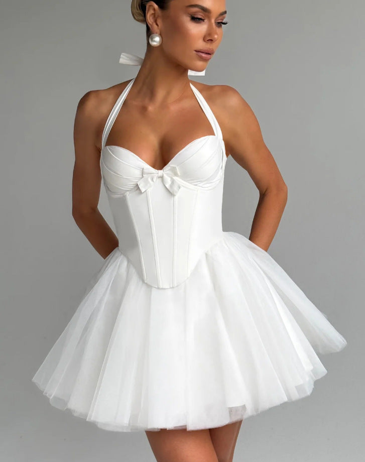 Damen Cocktailkleid mit korbartigem Oberteil und schwingendem Tüllrock EB
