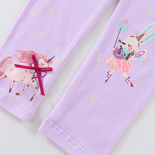 Mädchen Leggings mit verspieltem Einhorn- und Hasenmuster EB