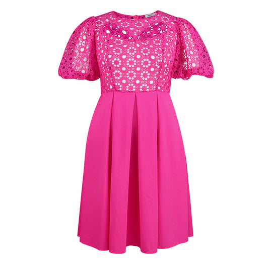 Damen Elegantes A-Linien Kleid mit Cut-Out-Details und Puffärmeln EB