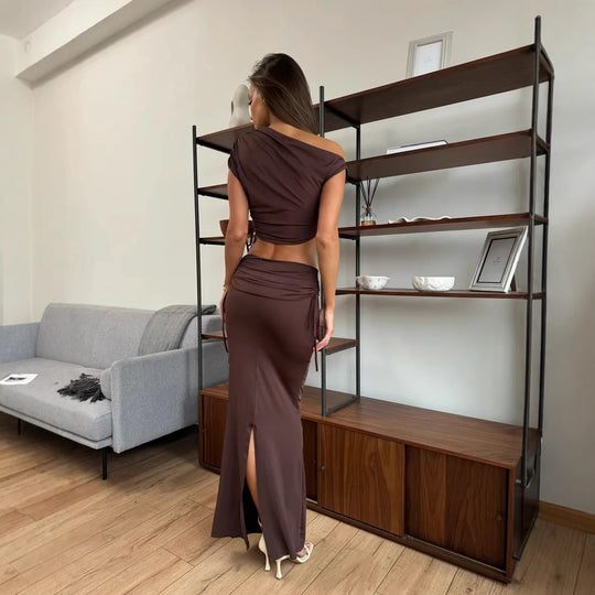 Damen elegantes Set mit schickem Top und figurschmeichelndem Rock EB