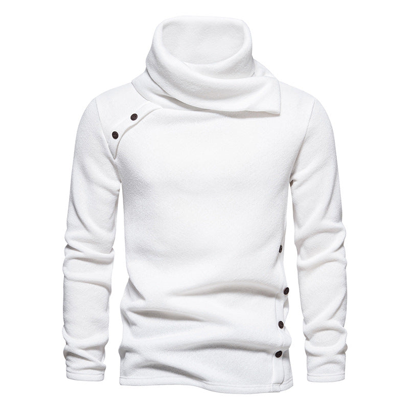 Herren nan Strickpullover mit großem Schalkragen, asymmetrischer Knopfleiste und schmaler Silhouette EB