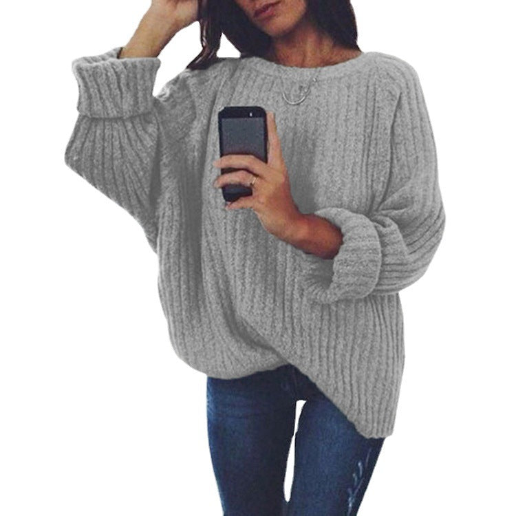 Damen Grobstrickpullover mit lockerer Passform und trendigem Rippenmuster EB