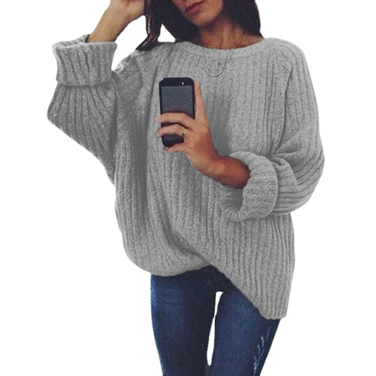 Damen Grobstrickpullover mit lockerer Passform und trendigem Rippenmuster EB