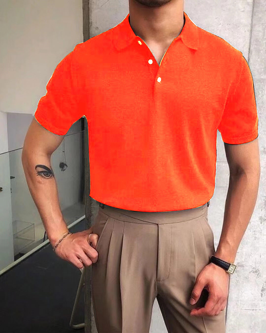 Herren nan Premium-Feinstrick-Poloshirt mit offenem Hemdkragen und dezenter Knopfleiste EB
