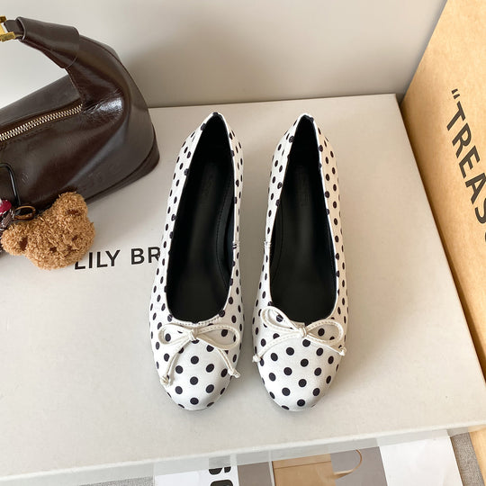 Damen Ballerinas mit verspieltem Punktedesign und elegantem Schleifchen EB