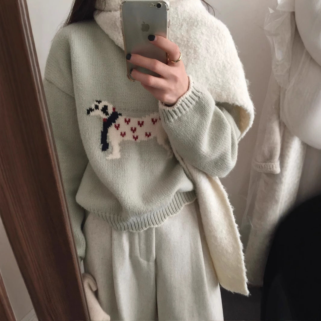 Damen kuscheliger Pullover mit Tiermotiv EB