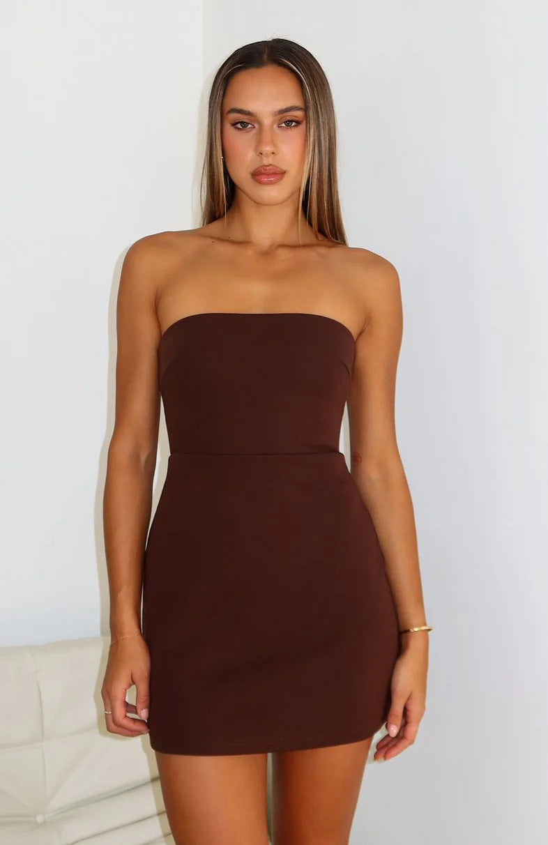 Damen Elegantes Bandeau-Minikleid EB