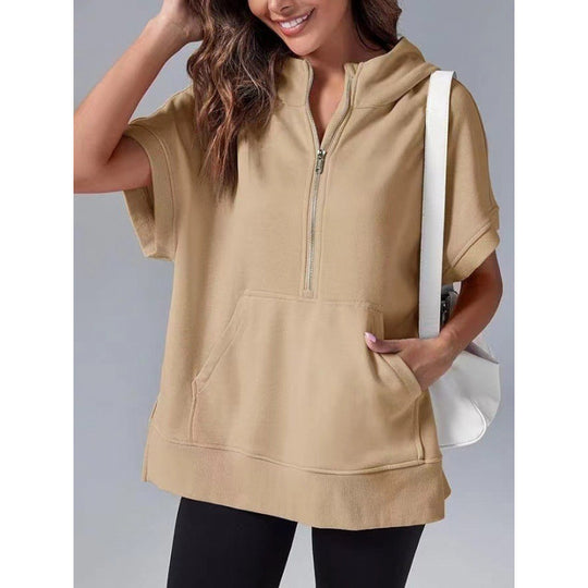 Damen Lässiger Kapuzenpullover mit Reißverschluss und praktischen Taschen EB