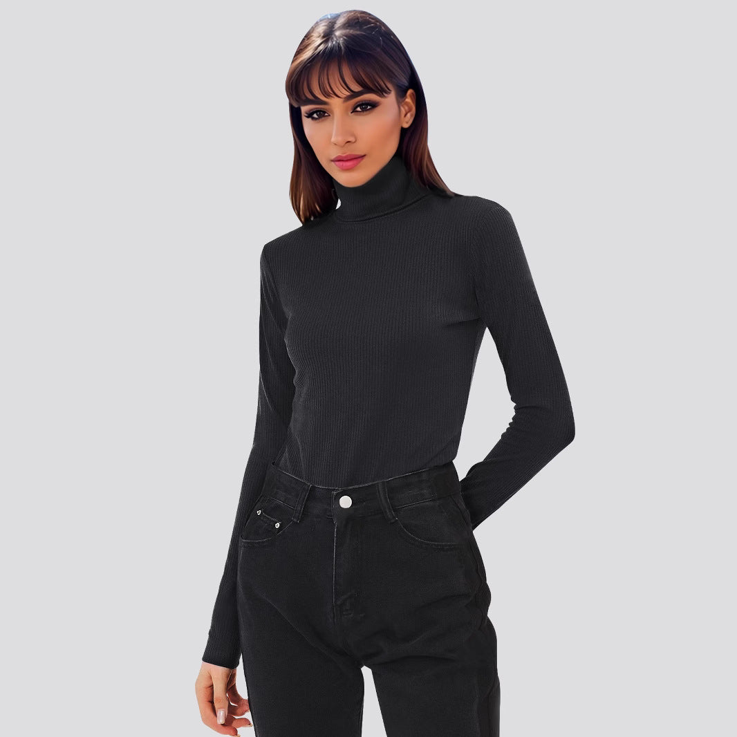 Damen Figurbetontes Langarmbody mit hohem Kragen EB