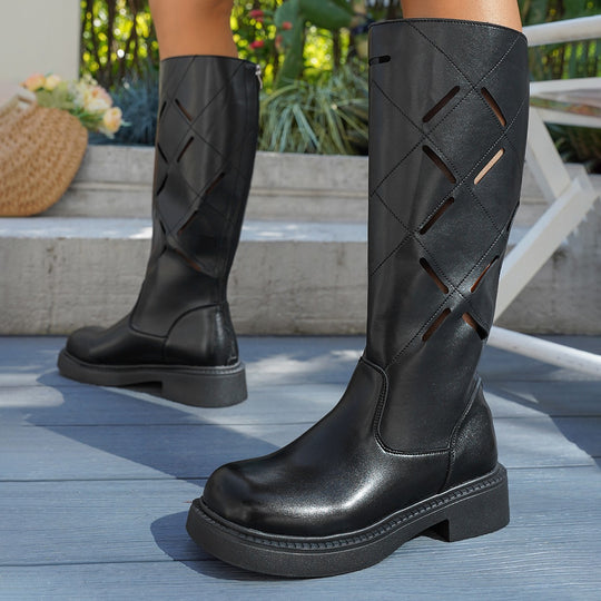 Damen Stiefel mit dekorativem Schnitt und komfortabler Gummisohle EB
