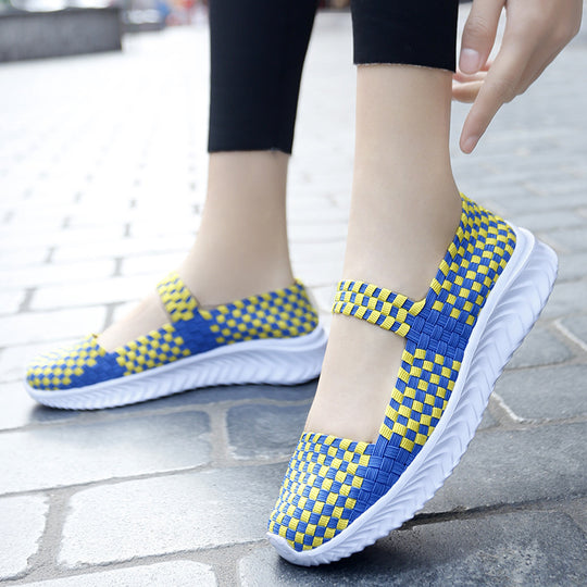 Damen Atmungsaktive Slip-On Freizeit-Schuhe mit elastischem Obermaterial EB