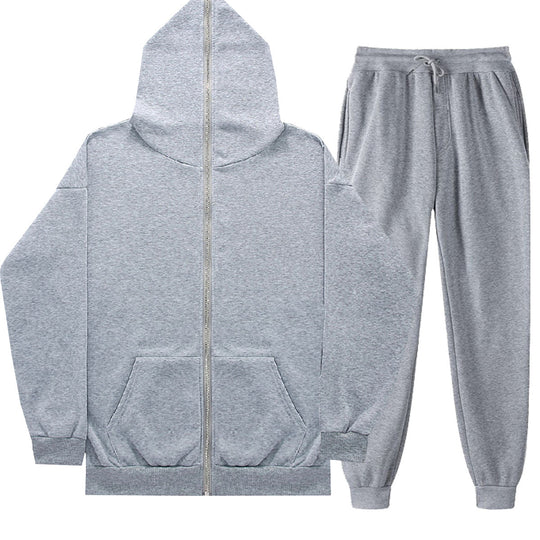 Unisex nan leichter French-Terry Zip-Hoodie und tapered Jogginghose Set mit Raglanärmeln, Kängurutasche und elastischem Komfortbund EB