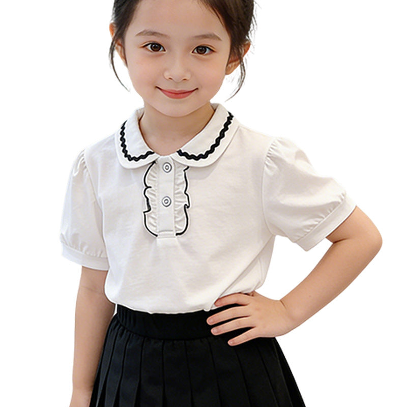 Mädchen modische Bluse mit Rüschendetails EB