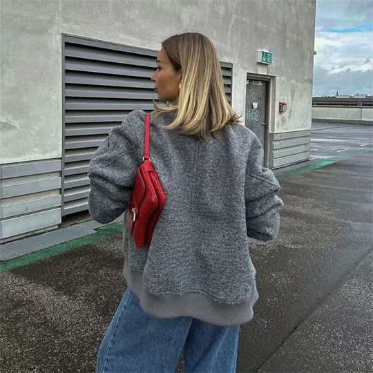 Damen Lässige Bomberjacke mit hochwertigem Wollmix EB