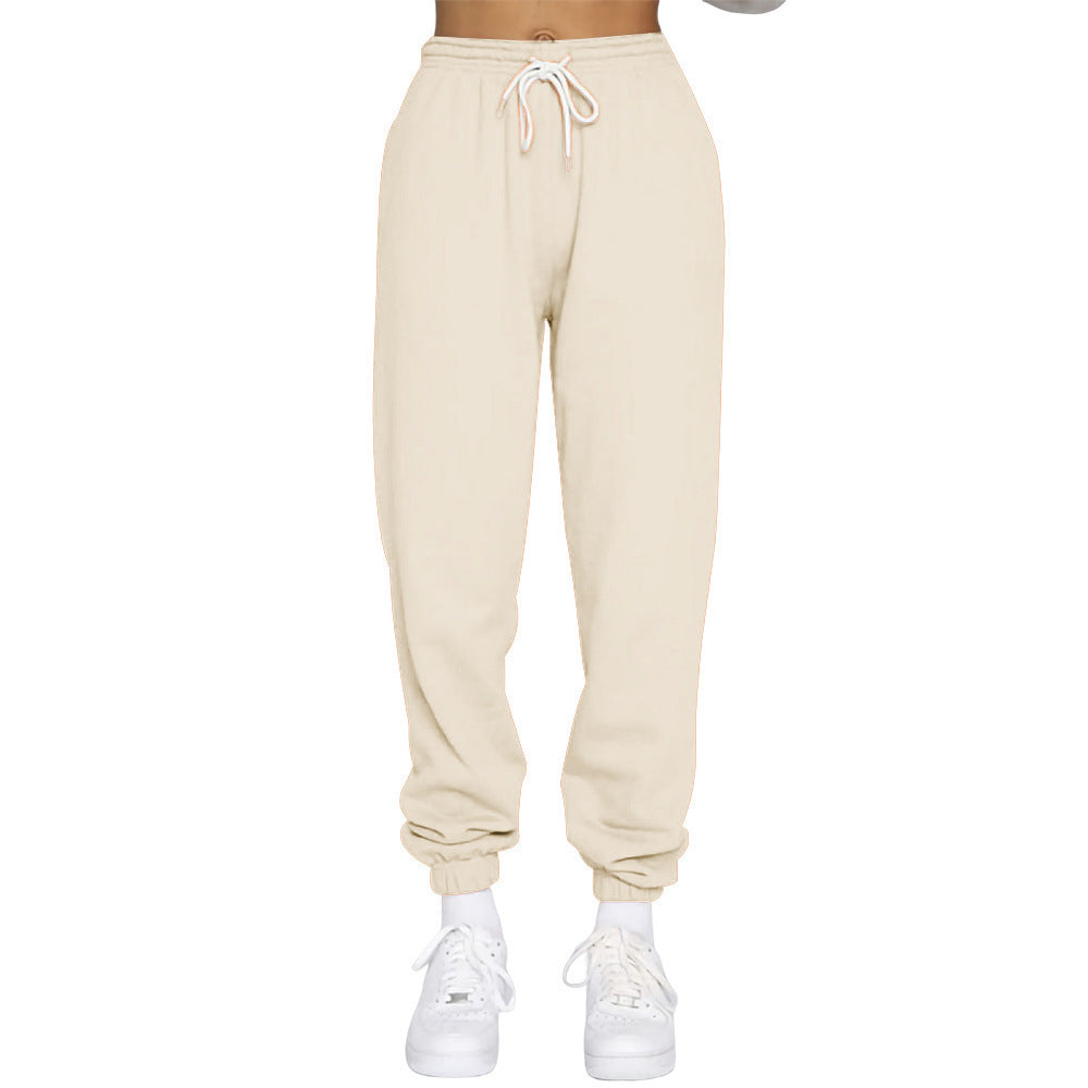 Damen nan High‑Waist Relax-Jogginghose mit elastischem Komfortbund, Kordelzug und gerippten Knöchelbündchen EB