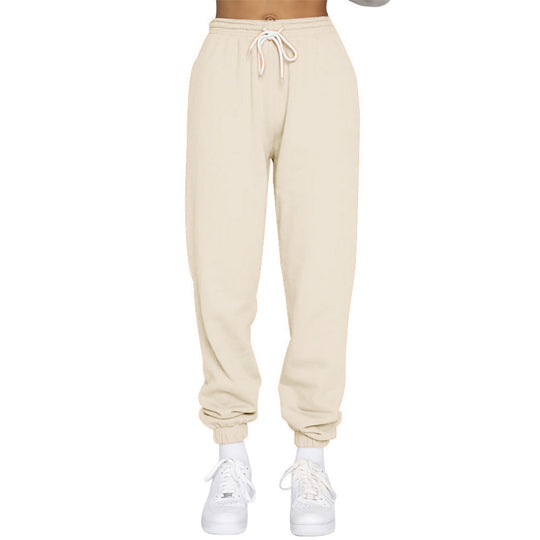Damen nan High‑Waist Relax-Jogginghose mit elastischem Komfortbund, Kordelzug und gerippten Knöchelbündchen EB