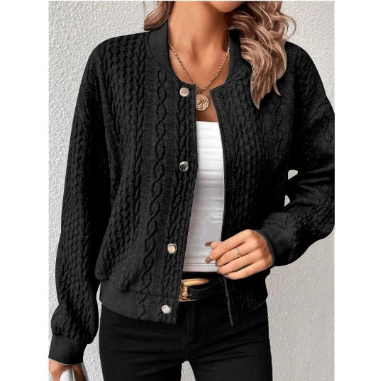 Damen Lässige Strickjacke mit strukturierter Oberfläche und Knopfleiste EB
