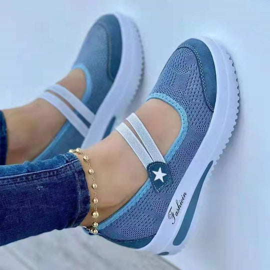 Damen Komfortable Slip-On Sneakers mit elastischem Riemen EB