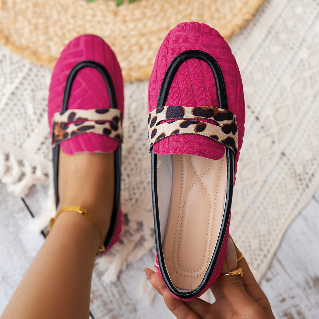 Damen Komfortable Loafers mit modernem Leopardenband EB
