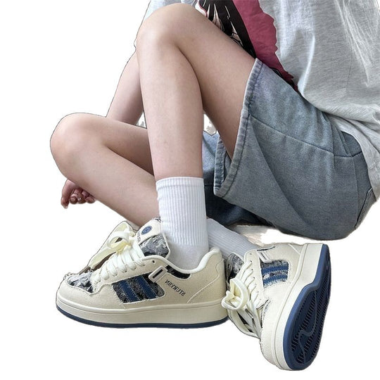 Damen Sneakers im lässigen Denim-Look mit geflochtenem Design EB
