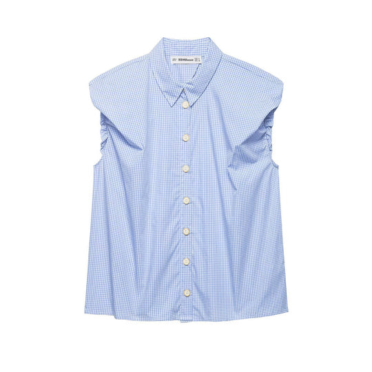 Damen Kurzarm Bluse mit modernen Streifen und eleganter Knopfleiste EB
