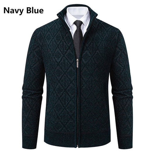 Herren modische Strickjacke mit grafischem Zipper-Design EB