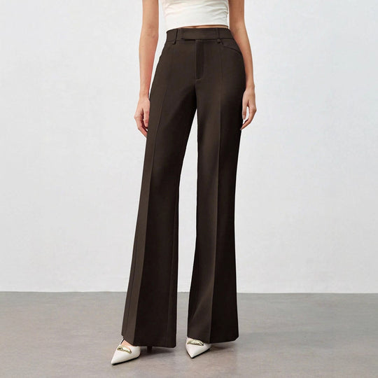 Damen Klassische Stoffhose mit hohem Bund und geradem Bein EB